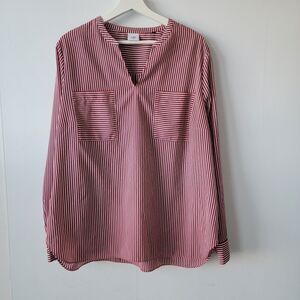 Cabi 5335 womens Franklin Striped Top size XL V-Neck Long Sleeve
